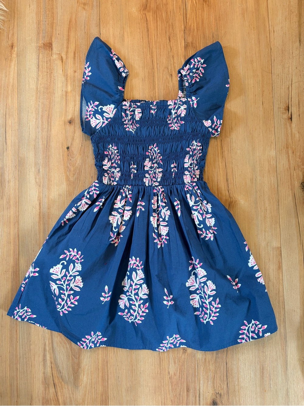 Brand new!! Without tags-Crewcuts Navy Floral Smocked Sundress with Pink Accents